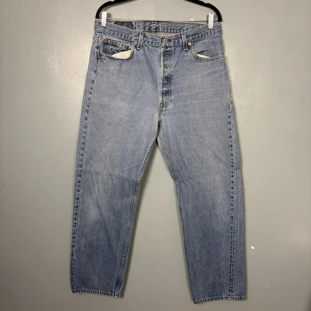 Vintage 90’s LEVIS Men’s 501 Button Fly Blue Denim Jeans 36x30 Pants Work Styles